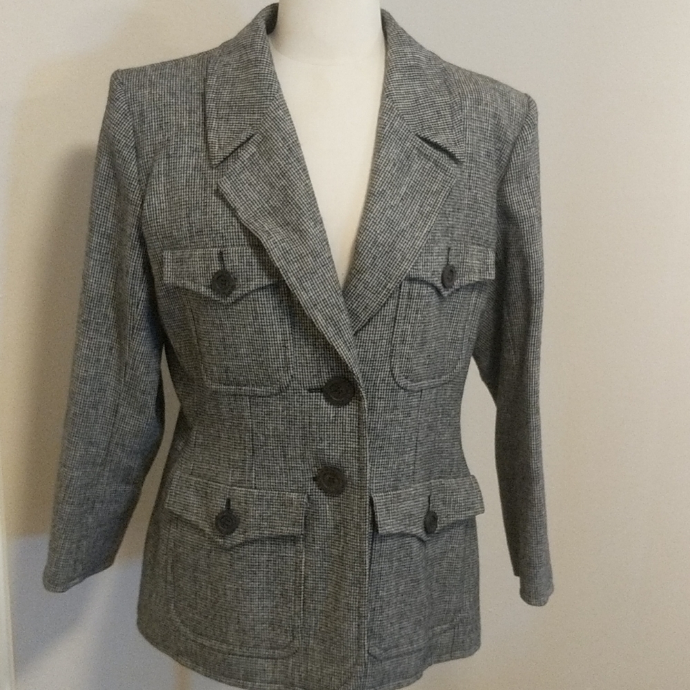 YSL wool blazer in black/white houndstooth